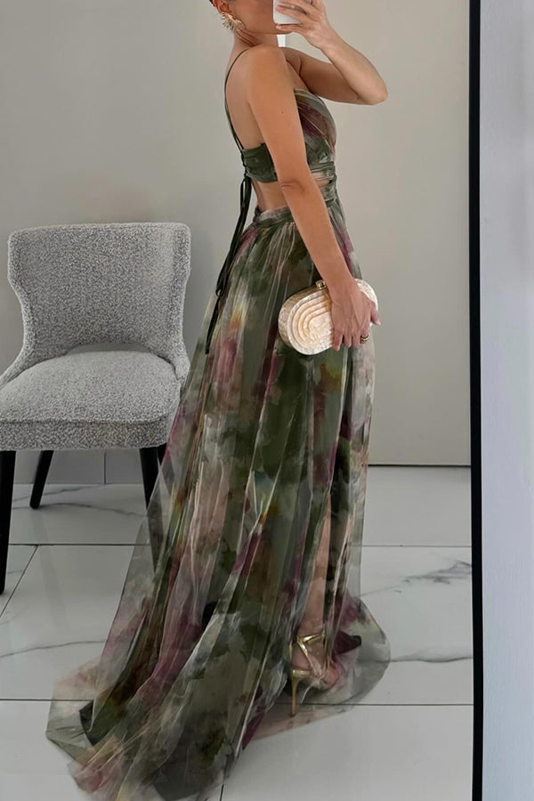 Gwendolyn - Elegante Abito Lungo con Stampa Floreale Donna