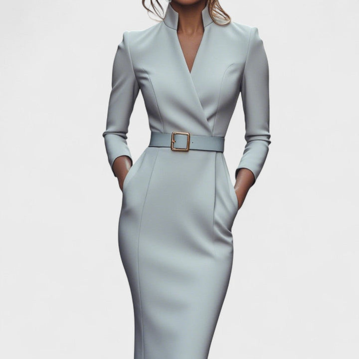 Lunori™ | Mandarin Luxe – Maxi abito con cintura
