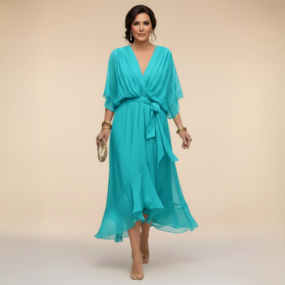 Monica – Abito in chiffon con scollo a V