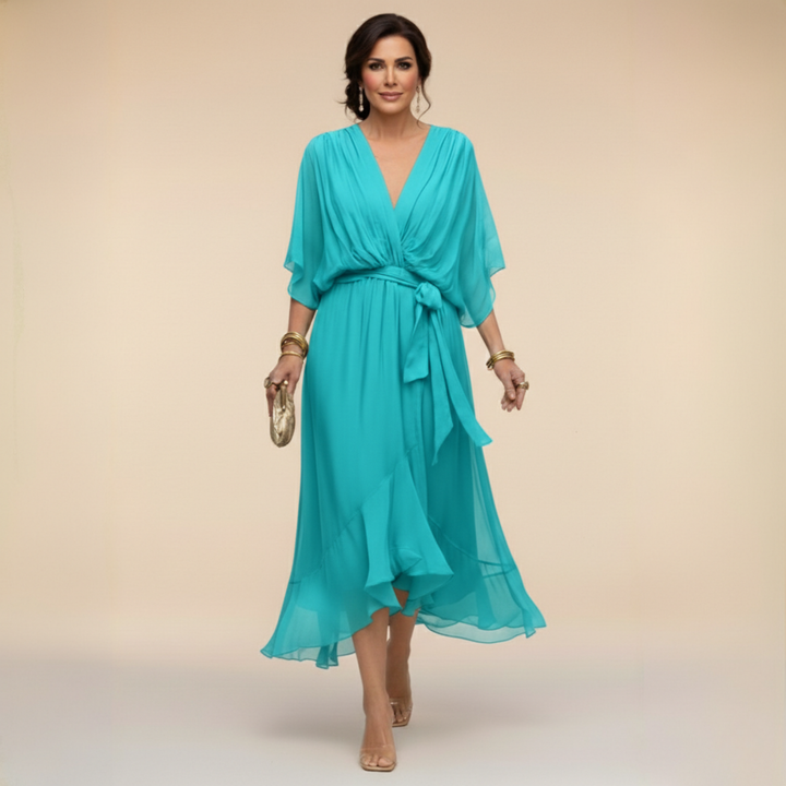 Monica – Abito in chiffon con scollo a V