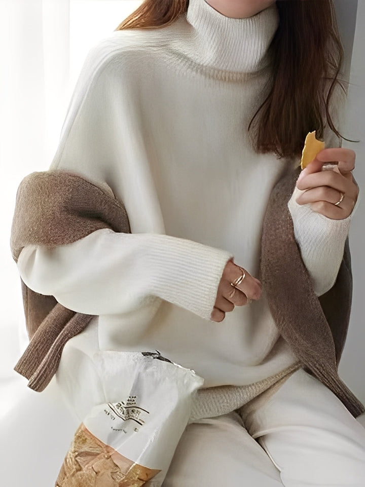 Adrienne - Elegante maglione a collo alto in cashmere dal taglio morbido