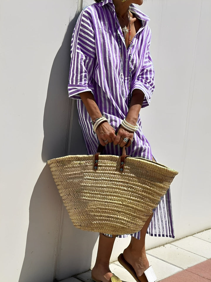 Merilyn - Comodo abito camicia a righe per donne