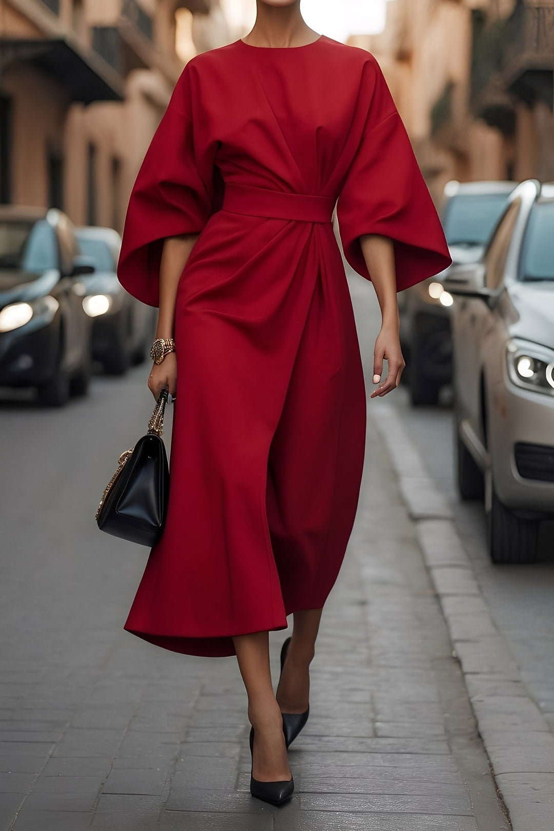 Elena - Elegante abito ampio con cintura per donne