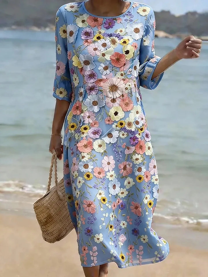 Serena | Abito Vintage Ricamato a Fiori