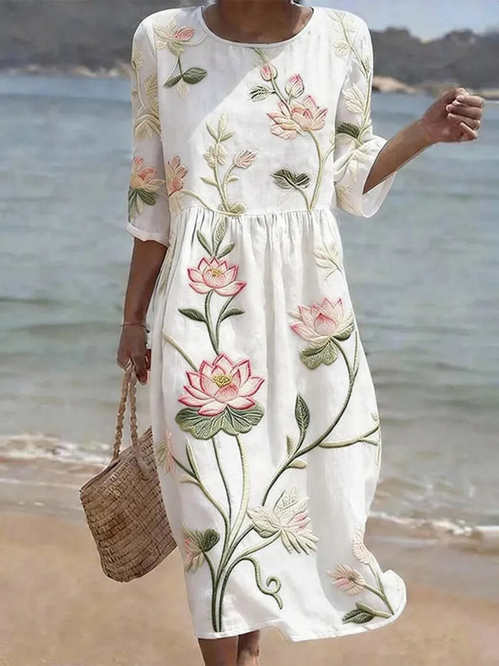 Serena | Abito Vintage Ricamato a Fiori