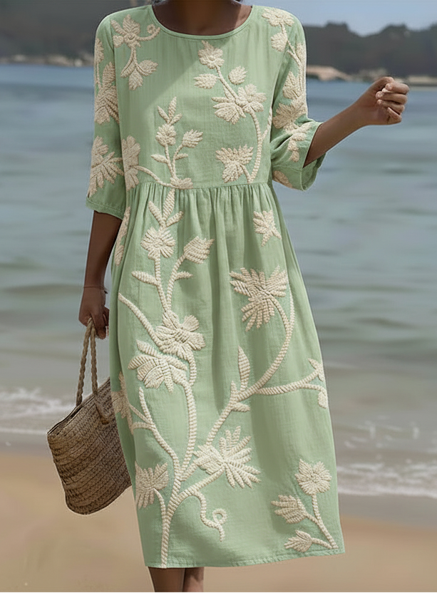 Serena | Abito Vintage Ricamato a Fiori