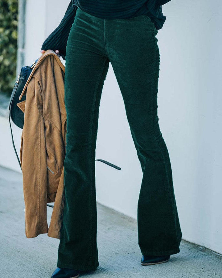 Susanne - Pantaloni a zampa in velluto a coste casual per donne