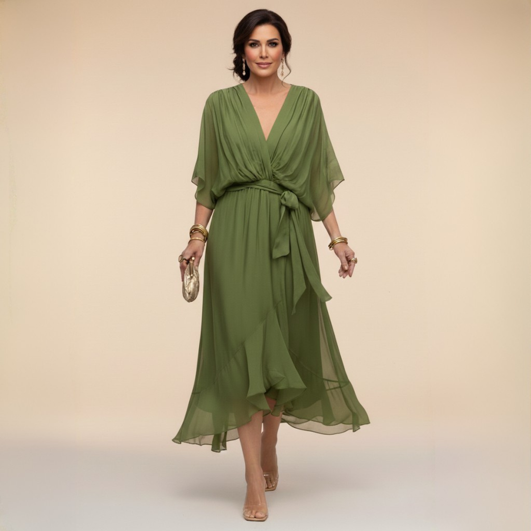 Monica – Abito in chiffon con scollo a V