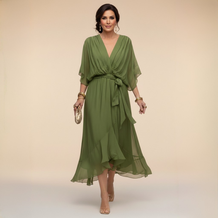 Monica – Abito in chiffon con scollo a V
