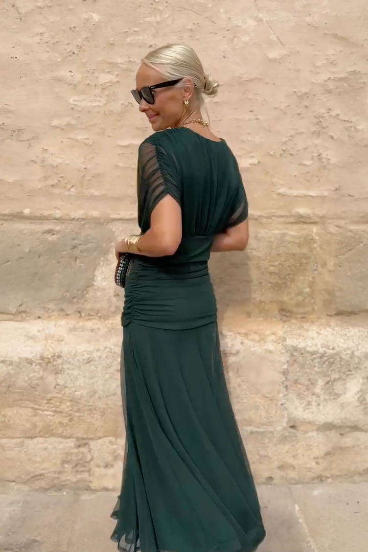 Louise | Elegante Abito Maxi in Chiffon con Scollo a V