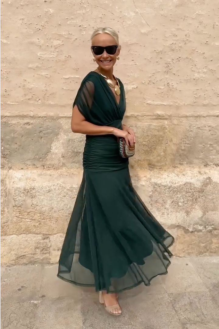 Louise | Elegante Abito Maxi in Chiffon con Scollo a V
