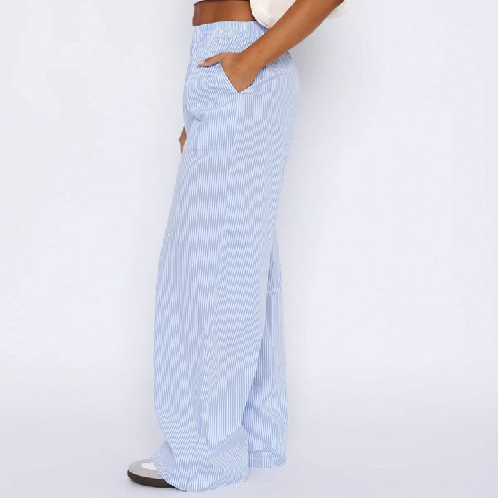 Elis – Pantaloni Donna Gamba Larga a Vita Alta