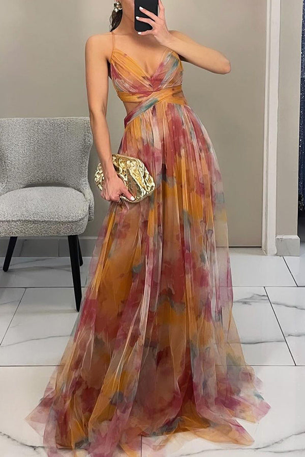 Gwendolyn - Elegante Abito Lungo con Stampa Floreale Donna