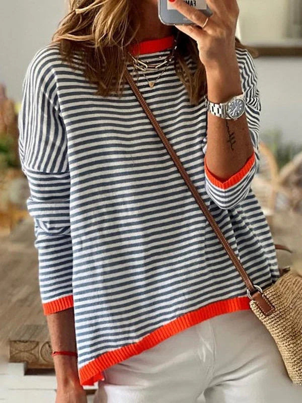 Margot | Maglia a Righe con Bordo a Contrasto
