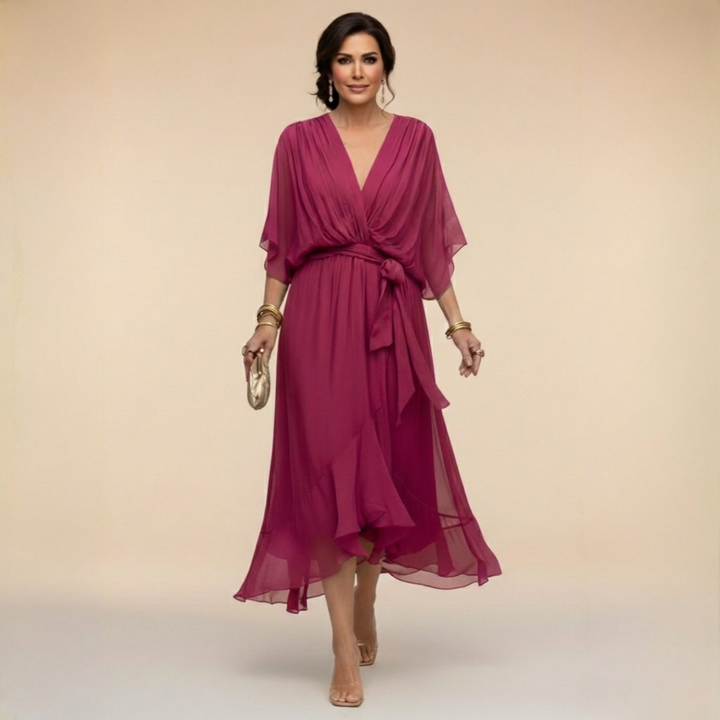 Monica – Abito in chiffon con scollo a V