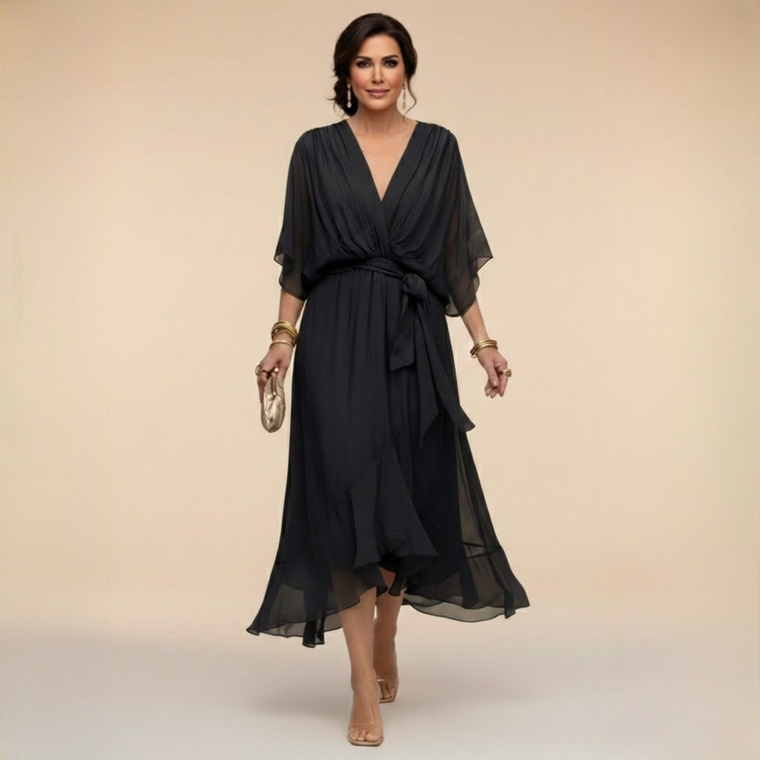Monica – Abito in chiffon con scollo a V