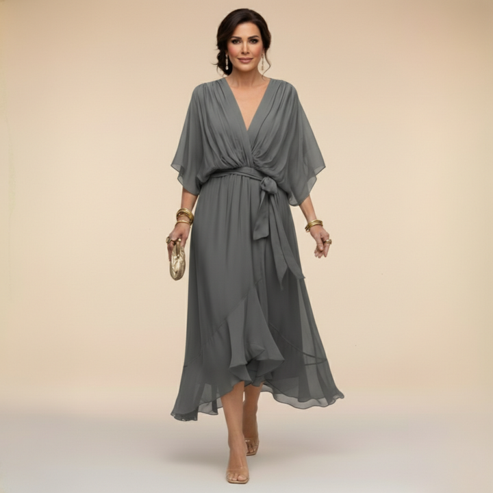 Monica – Abito in chiffon con scollo a V