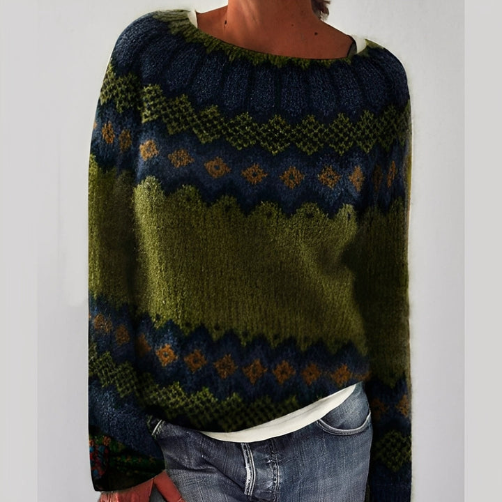 Heather - Classico Maglione a Maglia con Motivo per Donne
