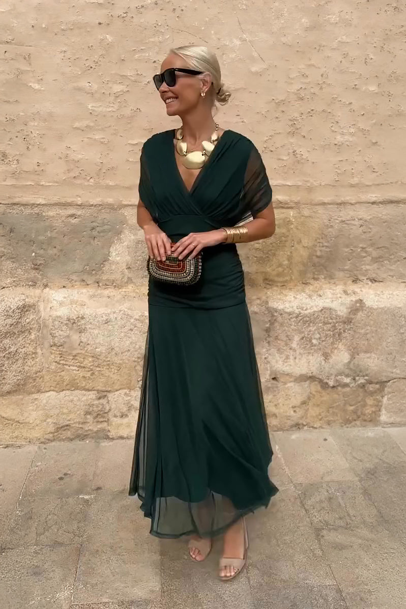 Louise | Elegante Abito Maxi in Chiffon con Scollo a V