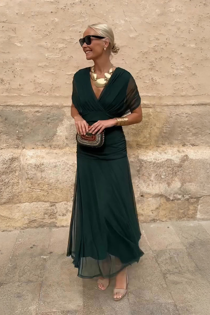 Louise | Elegante Abito Maxi in Chiffon con Scollo a V