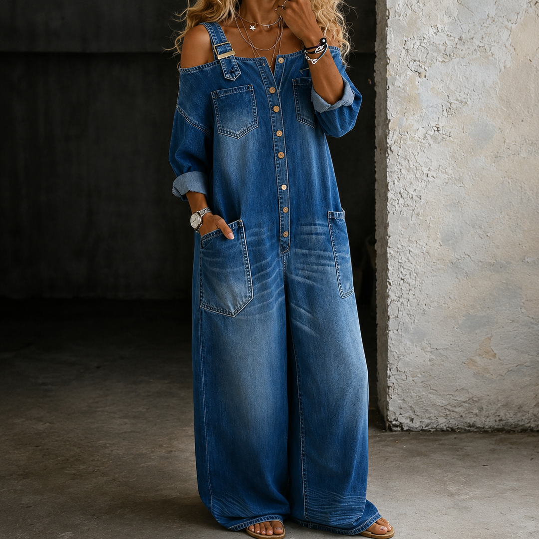 Sophia | Tuta Denim Spalle Scoperte