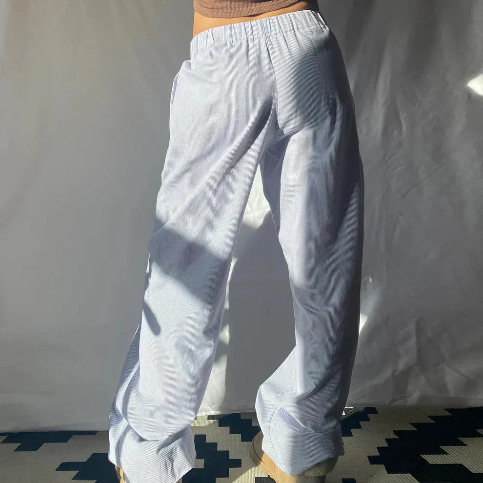 Elis – Pantaloni Donna Gamba Larga a Vita Alta