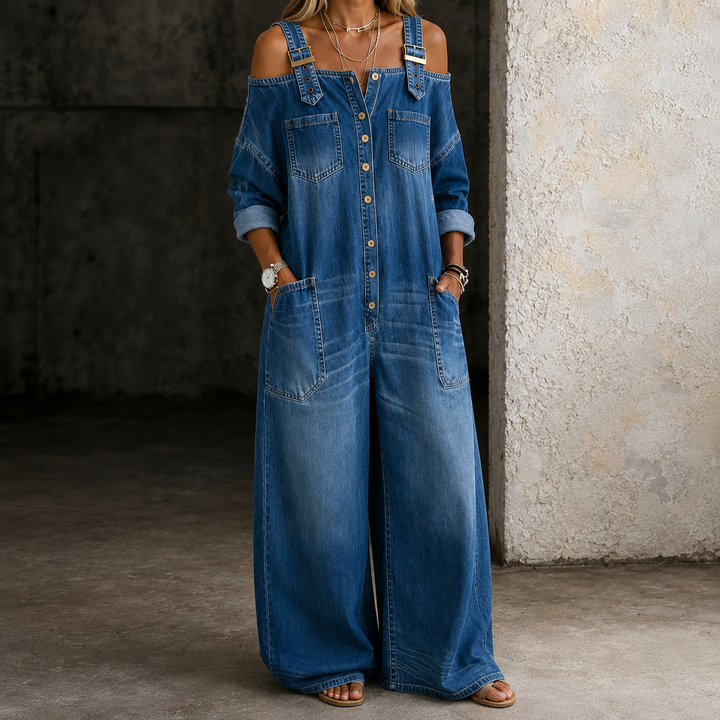 Sophia | Tuta Denim Spalle Scoperte