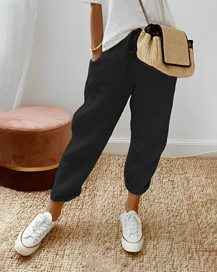 Sherie - Casual, morbidi pantaloni di lino per donne