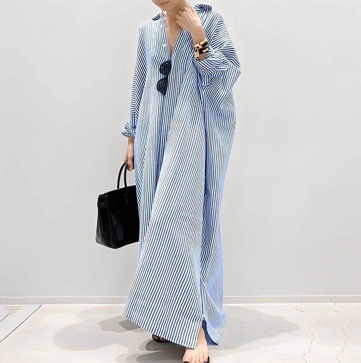 Davida - Abito camicia a righe casual per donne