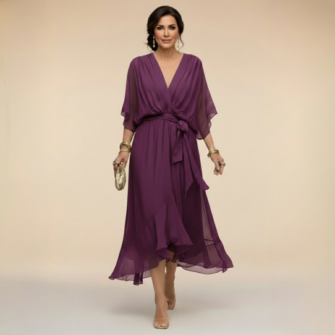 Monica – Abito in chiffon con scollo a V