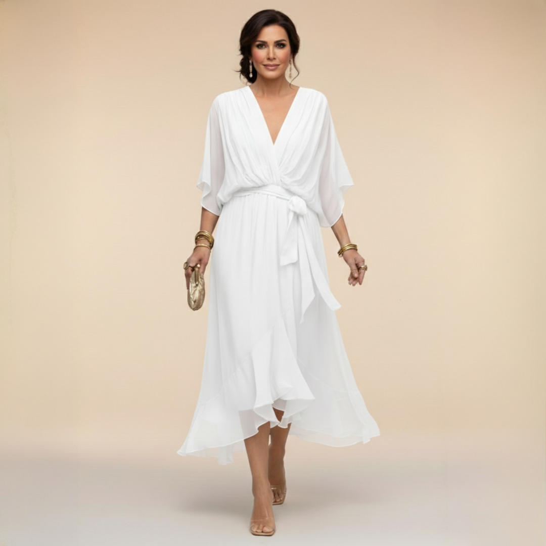 Monica – Abito in chiffon con scollo a V