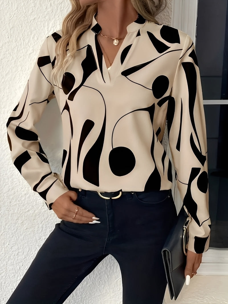 Melville - Elegante camicetta a maniche lunghe con stampa per donne