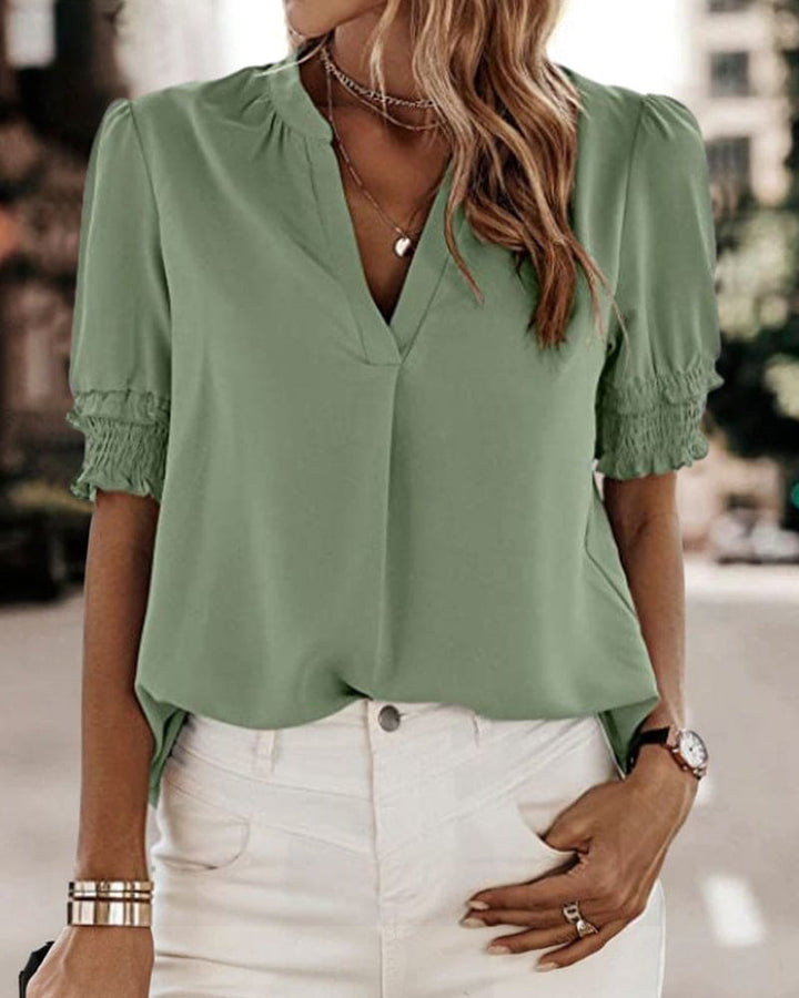 Sophia – Blusa con Scollo a V e Maniche Corte