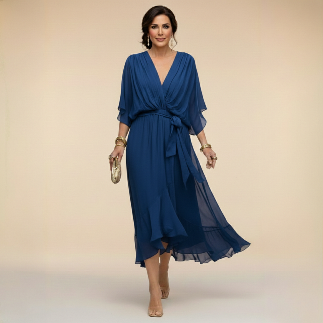 Monica – Abito in chiffon con scollo a V