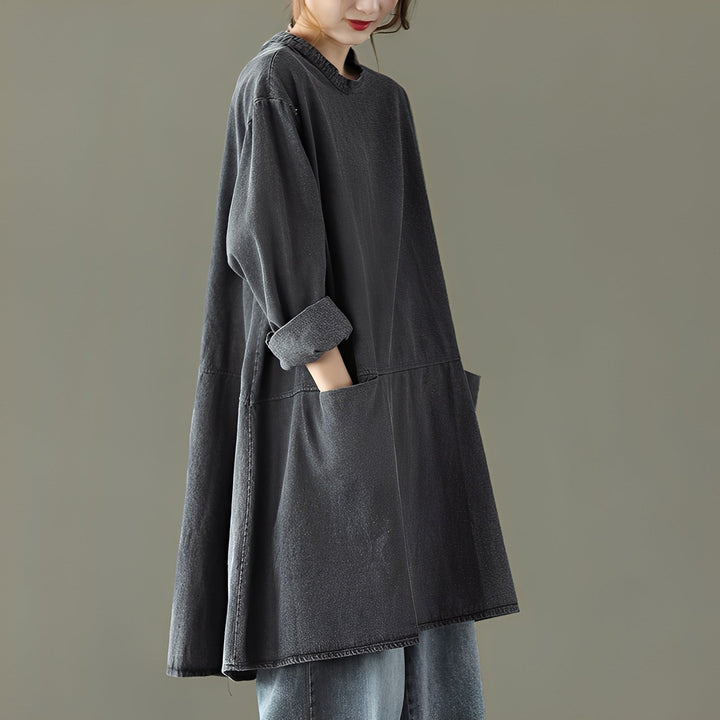 Valerie - Abito maxi casual in denim con tasche per donne