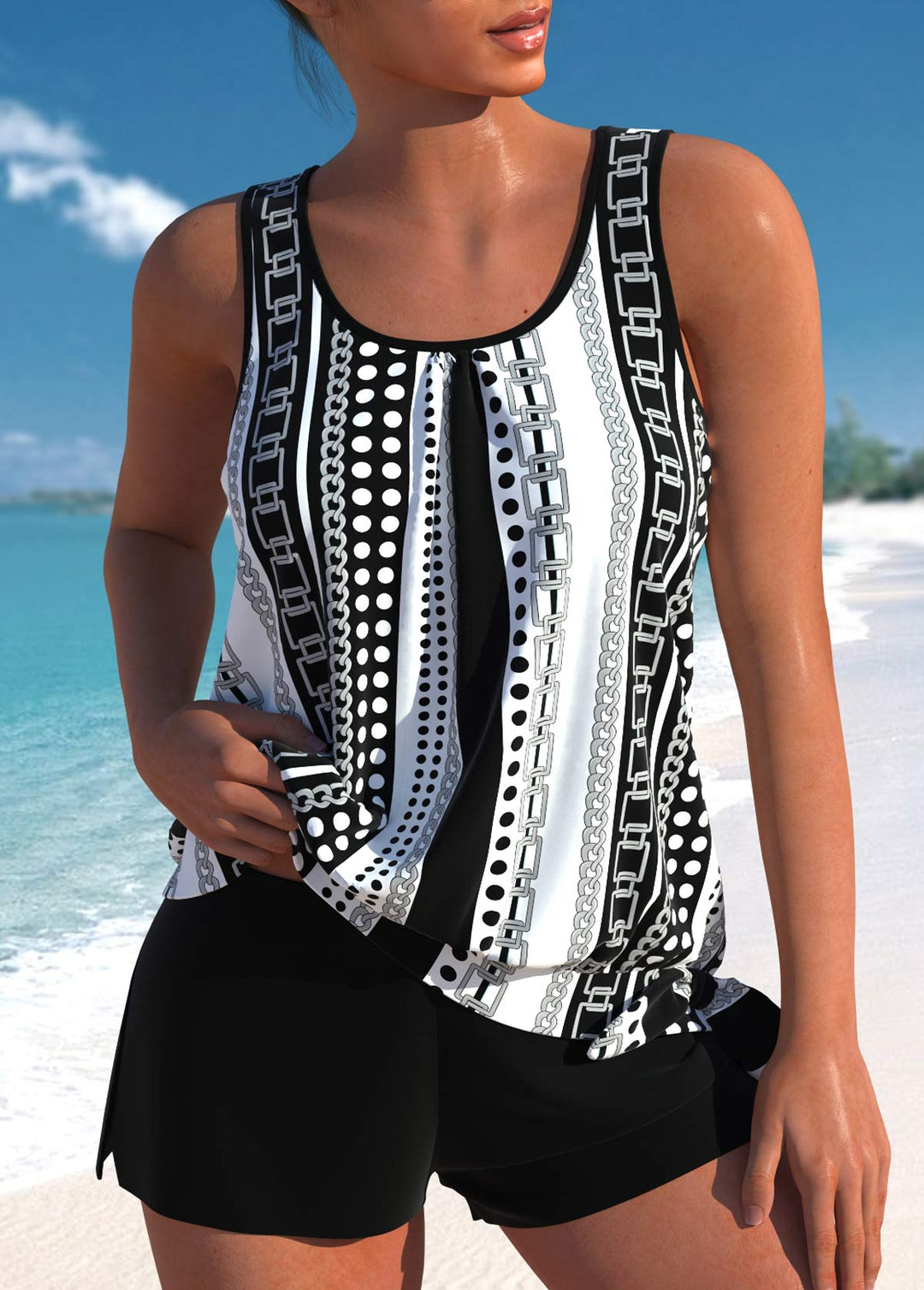 Iris | Tankini con Shorts a Stampa Iridescente