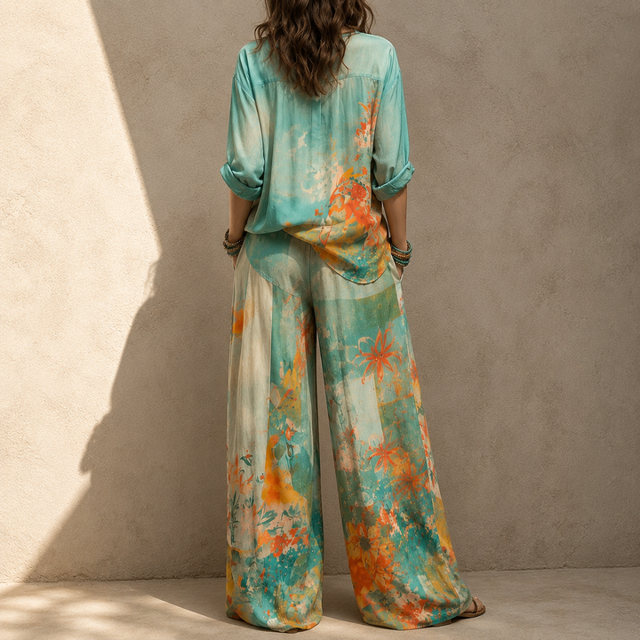 Chiara | Set elegante stampa floreale con pantalone ampio