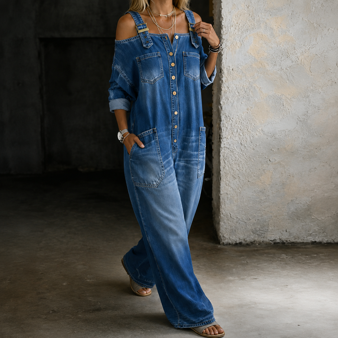 Sophia | Tuta Denim Spalle Scoperte