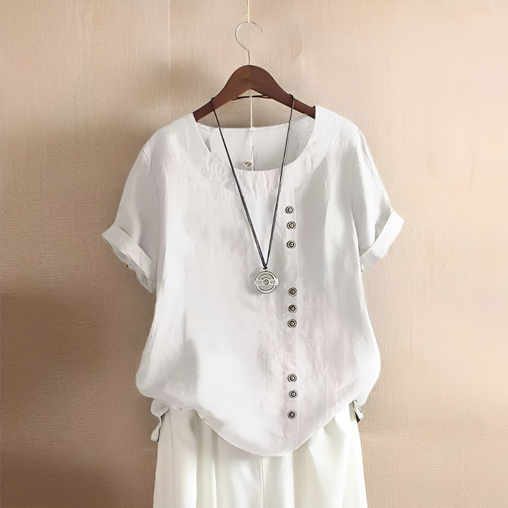 Corrine - Classica blusa in lino a vestibilità ampia per donne