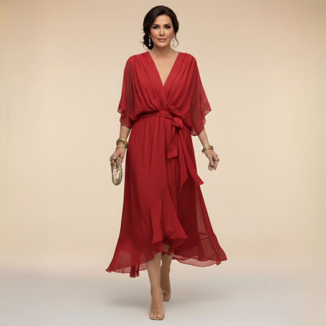 Monica – Abito in chiffon con scollo a V