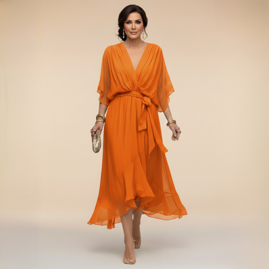 Monica – Abito in chiffon con scollo a V