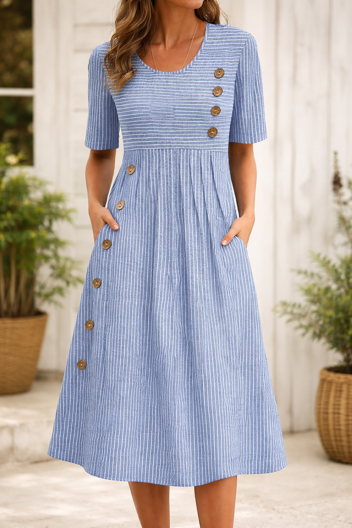 Vittoria™ | Abito midi a righe dallo stile intramontabile