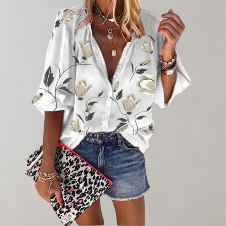 Melian - Blusa con motivo floreale per donne