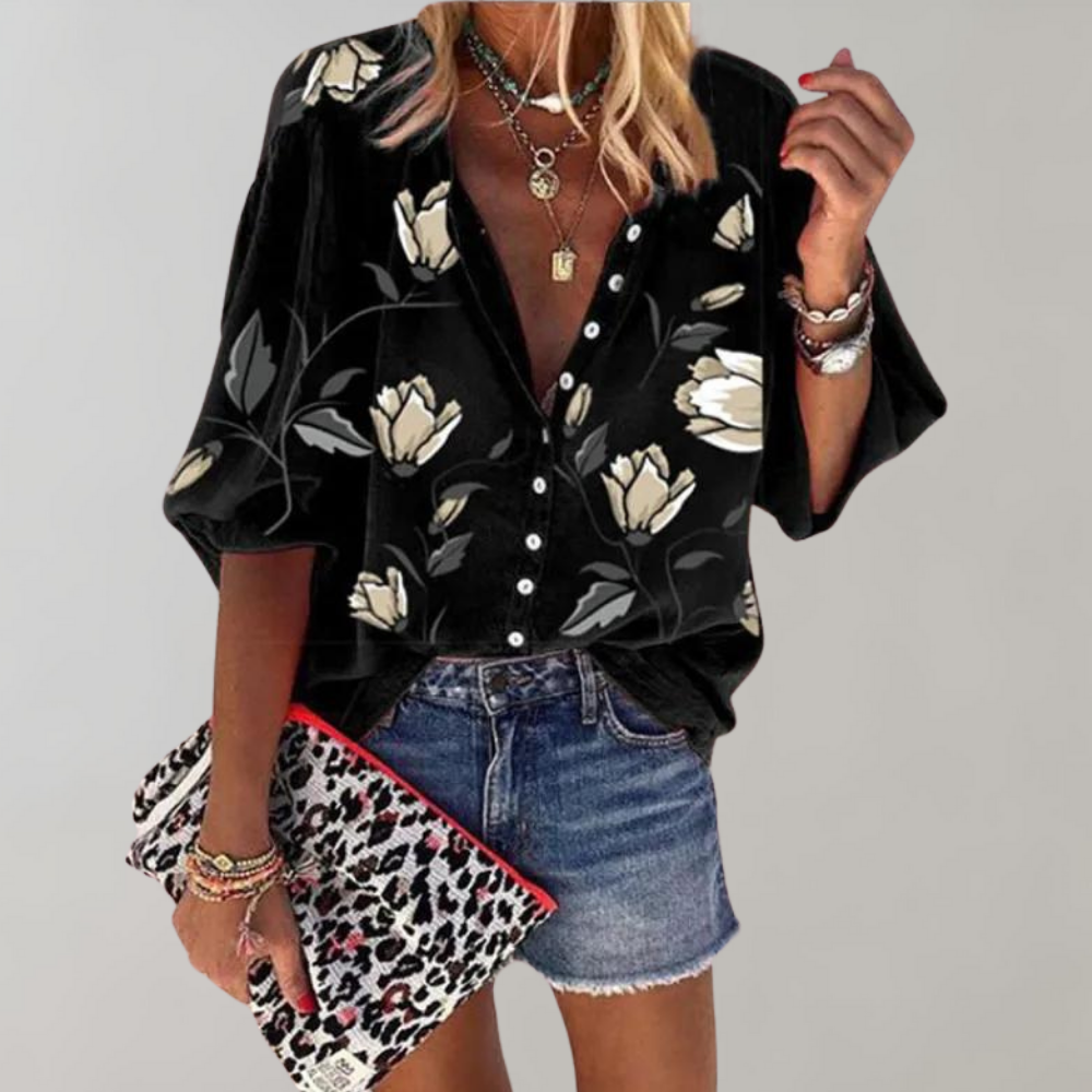 Melian - Blusa con motivo floreale per donne
