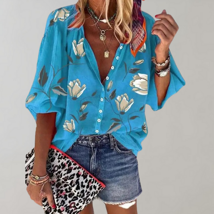 Melian - Blusa con motivo floreale per donne