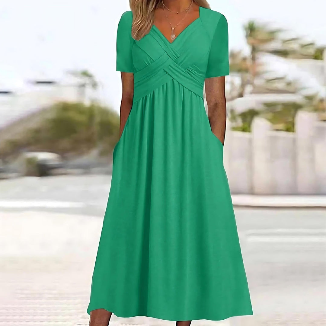 Isadora | Abito Midi Elegante Svasato con Tasche