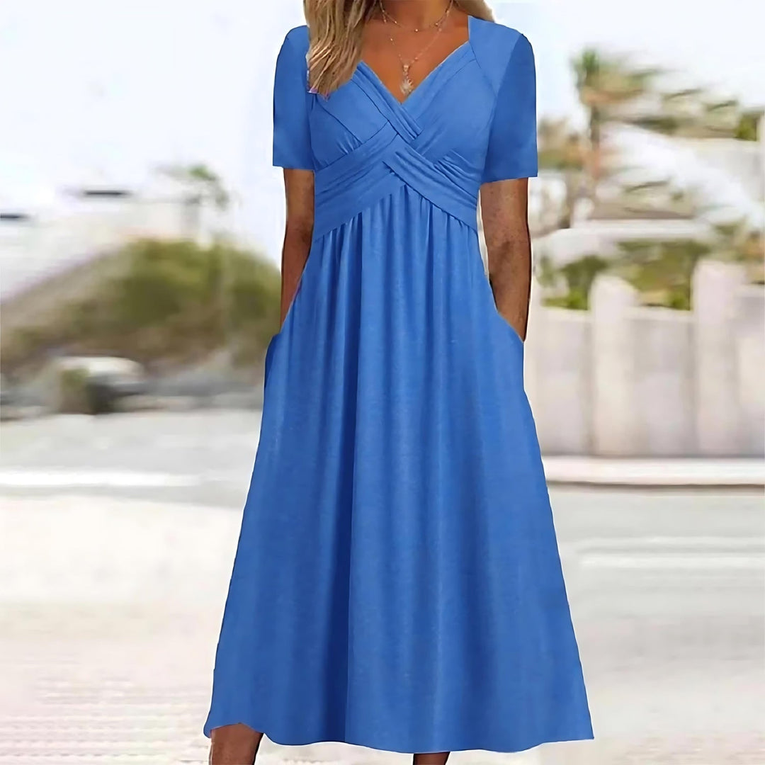 Isadora | Abito Midi Elegante Svasato con Tasche