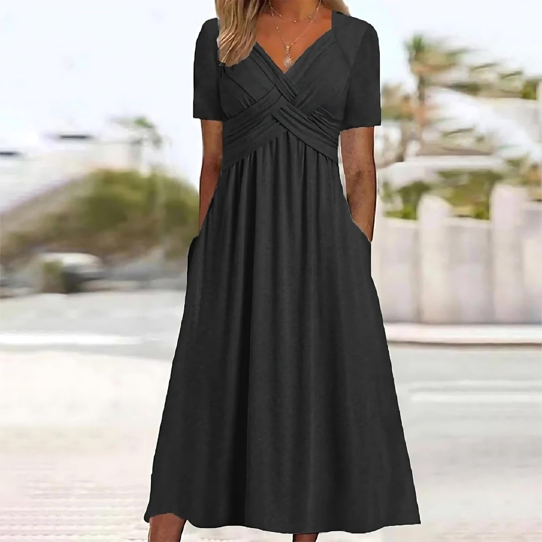 Isadora | Abito Midi Elegante Svasato con Tasche