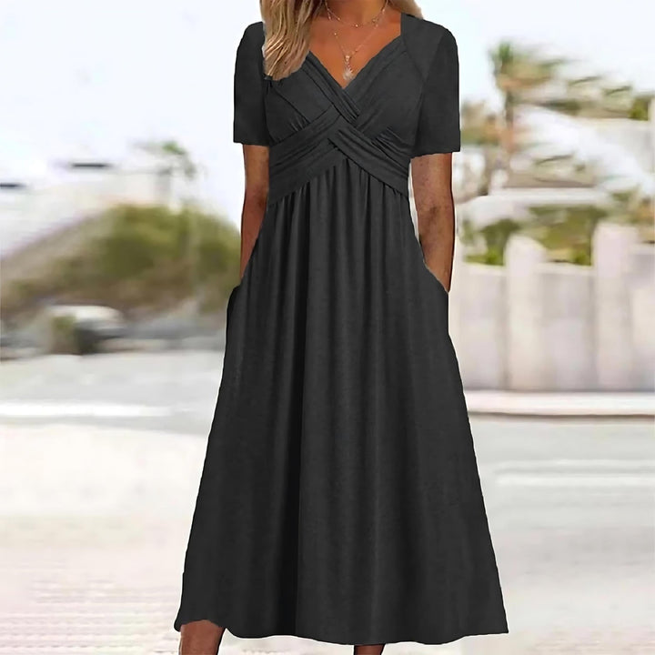 Isadora | Abito Midi Elegante Svasato con Tasche
