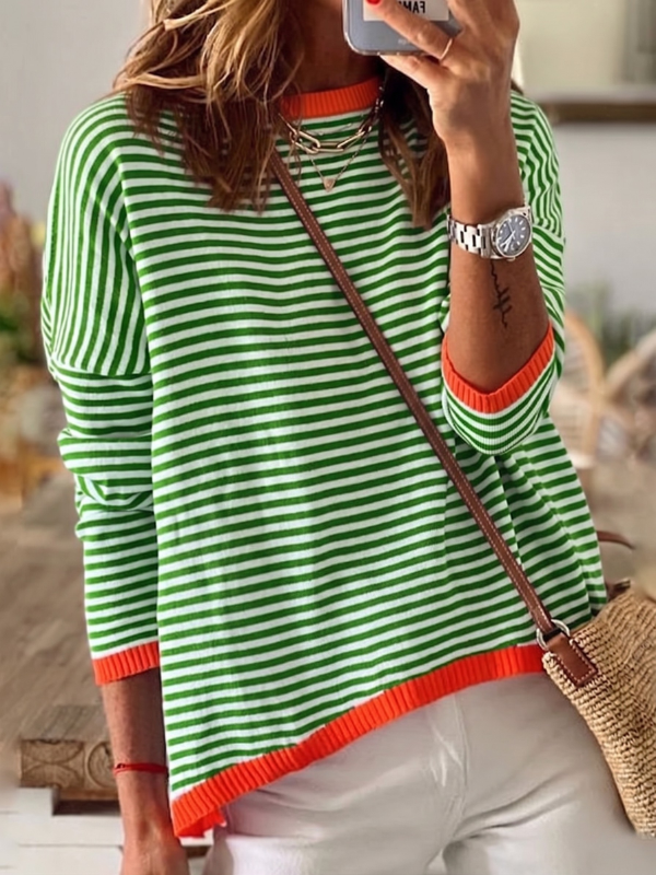 Margot | Maglia a Righe con Bordo a Contrasto